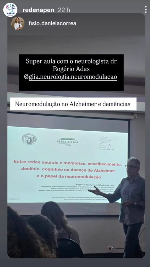 Dr. Rogério Adas ministrando aula sobre Neuromodulação